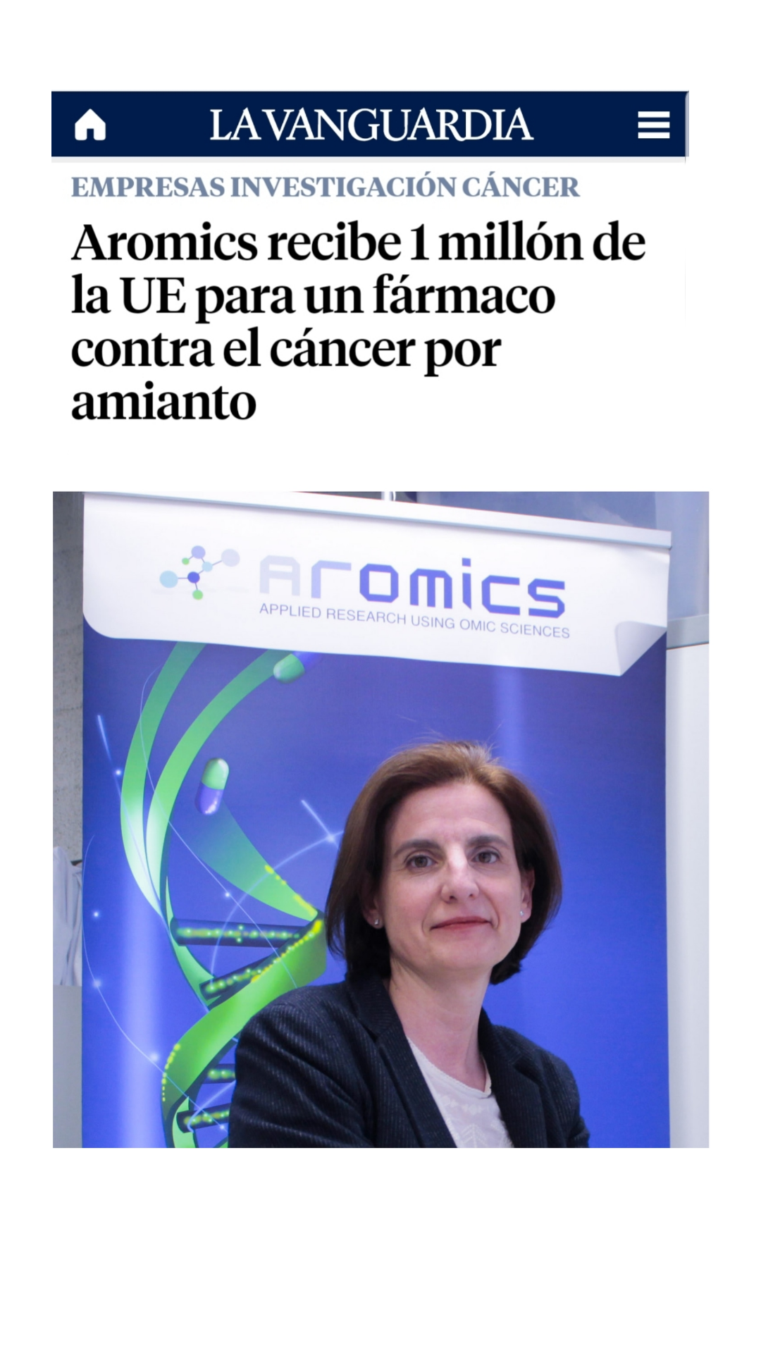 AROMICS rep 1 Millió d'Euros per impulsar la seva teràpia pel cáncer